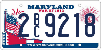 MD license plate 2BC9218