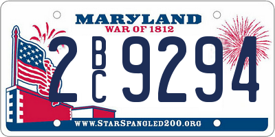 MD license plate 2BC9294