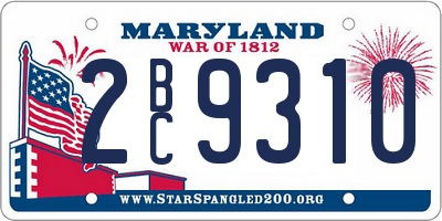 MD license plate 2BC9310