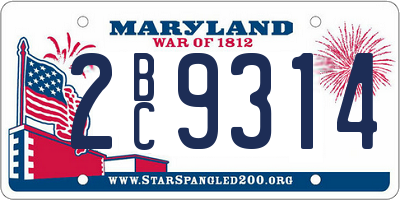 MD license plate 2BC9314