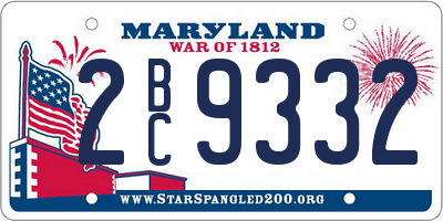 MD license plate 2BC9332