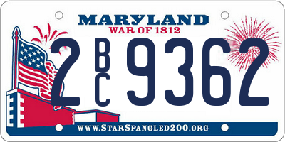 MD license plate 2BC9362