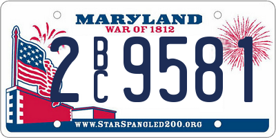 MD license plate 2BC9581