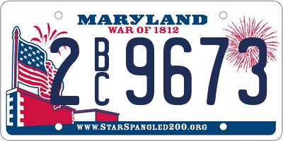 MD license plate 2BC9673