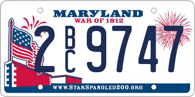 MD license plate 2BC9747