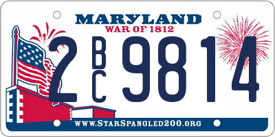 MD license plate 2BC9814