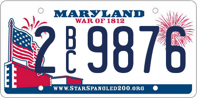 MD license plate 2BC9876