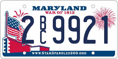 MD license plate 2BC9921