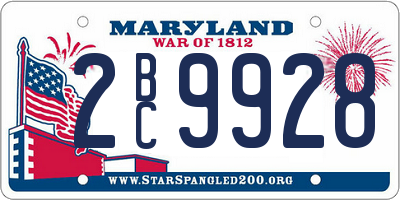 MD license plate 2BC9928