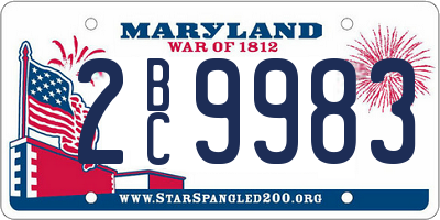 MD license plate 2BC9983