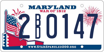 MD license plate 2BD0147