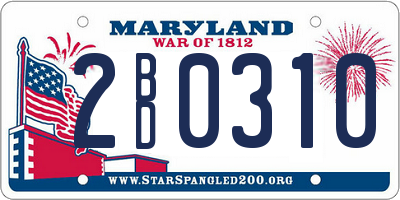 MD license plate 2BD0310
