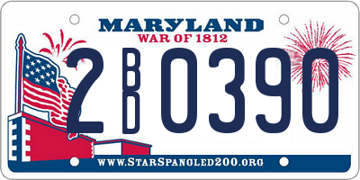 MD license plate 2BD0390