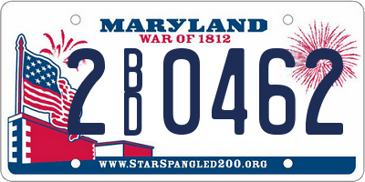 MD license plate 2BD0462
