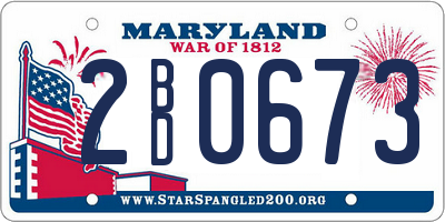 MD license plate 2BD0673