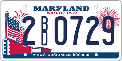 MD license plate 2BD0729