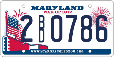 MD license plate 2BD0786