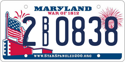 MD license plate 2BD0838
