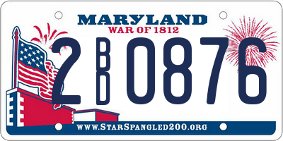 MD license plate 2BD0876