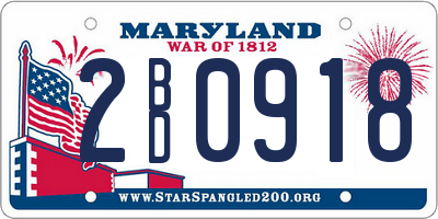 MD license plate 2BD0918