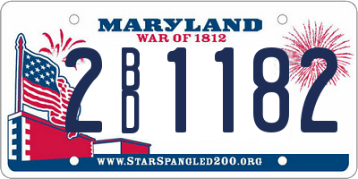 MD license plate 2BD1182