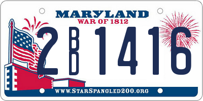 MD license plate 2BD1416