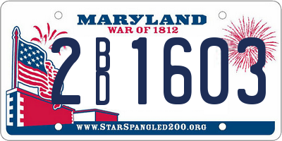 MD license plate 2BD1603
