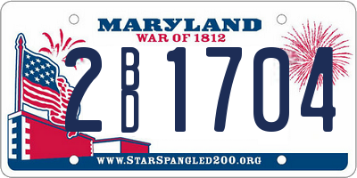 MD license plate 2BD1704