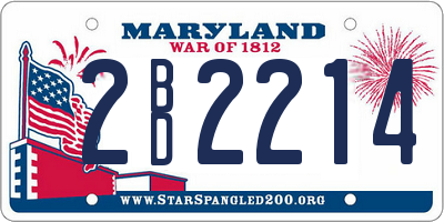 MD license plate 2BD2214