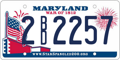 MD license plate 2BD2257