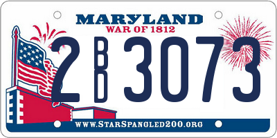 MD license plate 2BD3073
