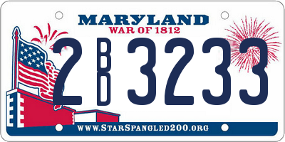 MD license plate 2BD3233