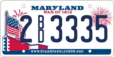 MD license plate 2BD3335