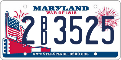 MD license plate 2BD3525