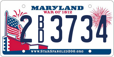 MD license plate 2BD3734