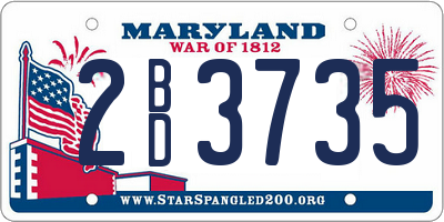 MD license plate 2BD3735