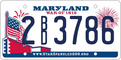 MD license plate 2BD3786