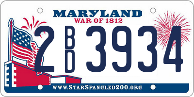 MD license plate 2BD3934
