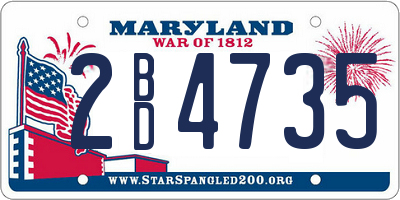MD license plate 2BD4735