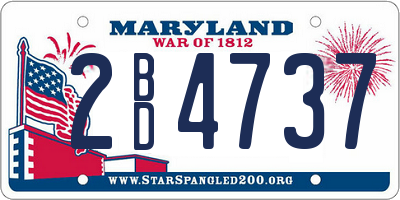 MD license plate 2BD4737