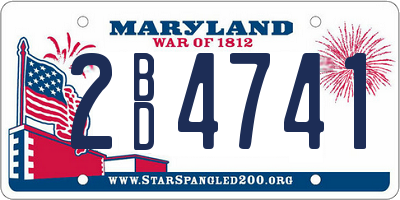 MD license plate 2BD4741
