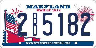 MD license plate 2BD5182