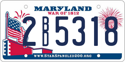 MD license plate 2BD5318