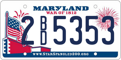MD license plate 2BD5353