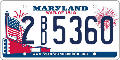 MD license plate 2BD5360