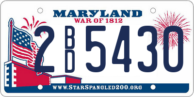 MD license plate 2BD5430