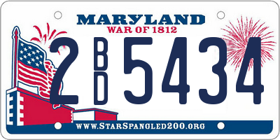 MD license plate 2BD5434