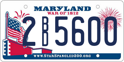MD license plate 2BD5600