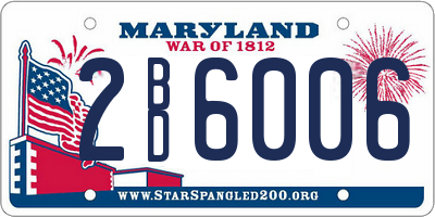 MD license plate 2BD6006