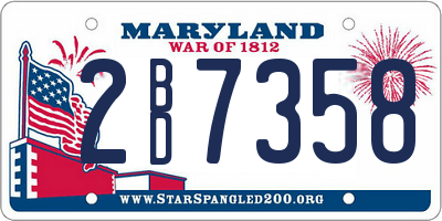 MD license plate 2BD7358